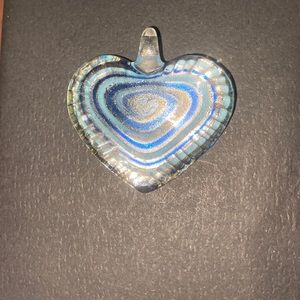 Glass double sided heart pendant